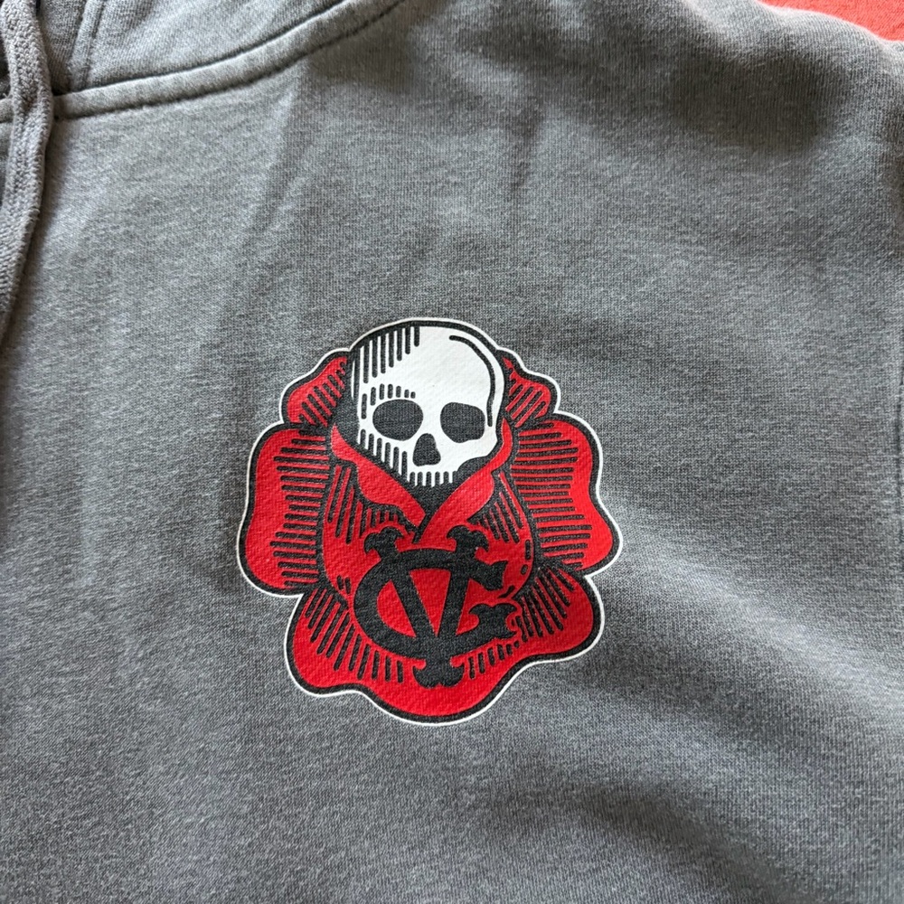 Gray Skull Embroidered Hoodie - Picture 3 of 5